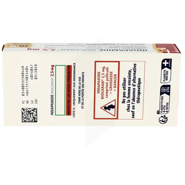 Indapamide Biogaran 2,5 Mg, Comprimé Pelliculé