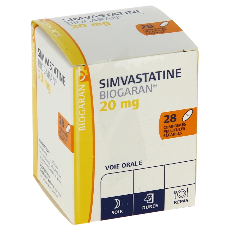 Simvastatine Biogaran 20 Mg, Comprimé Pelliculé Sécable