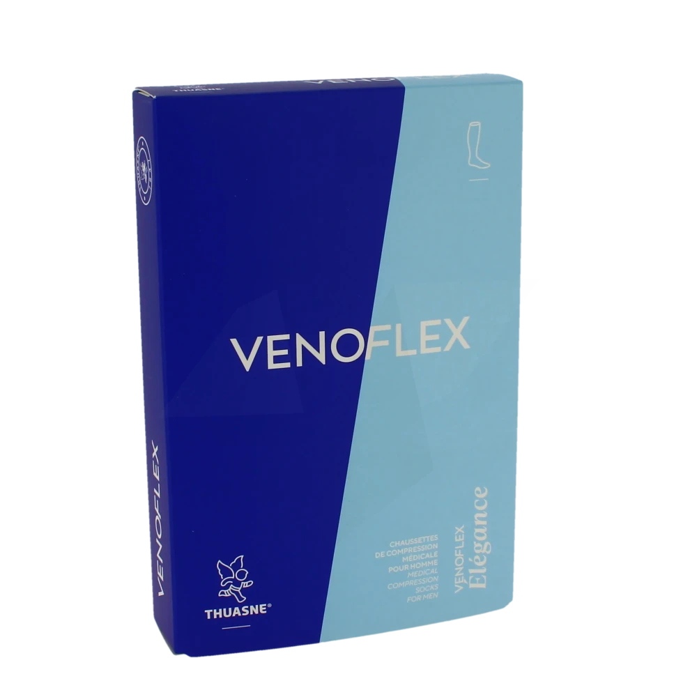 Venoflex Elegance 2 Chaussette Maille Côtelée Homme Noir Taille 2n-