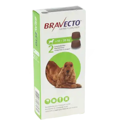 BRAVECTO 500 MG COMPRIMES A CROQUER POUR CHIENS DE TAILLE MOYENNE (>10-20 KG), Comprimé à croquer