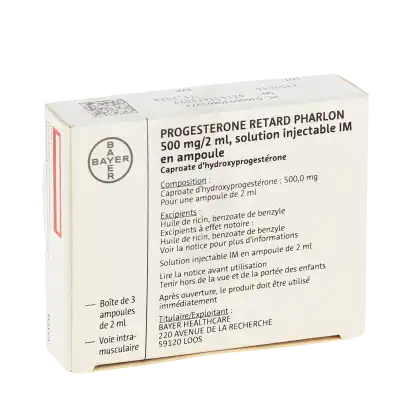 Progesterone Retard Pharlon 500 Mg/2 Ml, Solution Injectable Im En Ampoule à Chelles