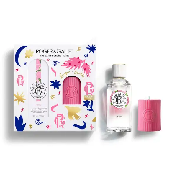 Roger & Gallet Rose Eau Parfumée + Bougie Coffret Noël 2024