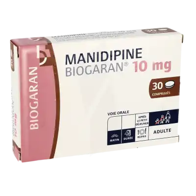 Manidipine Biogaran 10 Mg, Comprimé à Paris