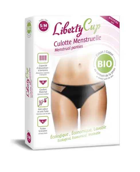 Liberty Cup Culotte Menstruelle Coton Bio Plumetis Noir Xxl