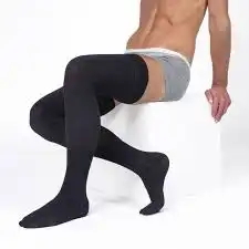 Radiante 3 Styl'coton Fine Bas Cuisse Antiglisse Homme Noir T3l