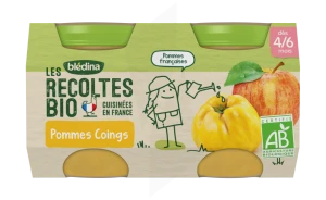 Blédina Les Récoltes Bio Pommes Coings 2 Pots/130g