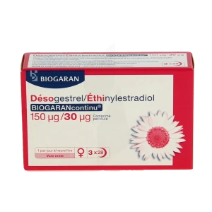 Desogestrel/ethinylestradiol Biogarancontinu 150 Microgrammes/30 Microgrammes, Comprimé Pelliculé