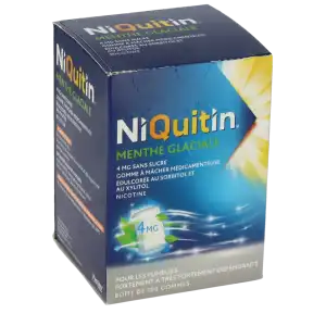 Niquitin Menthe Glaciale 4 Mg Sans Sucre, Gomme à Mâcher Médicamenteuse édulcorée Au Sorbitol Et Au Xylitol à DIJON