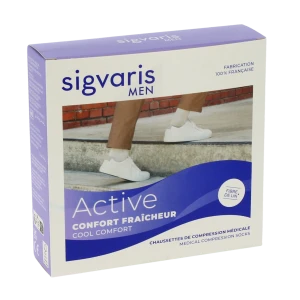 Sigvaris Active Confort FraÎcheur Chaussettes  Homme Classe 2 Écru Medium Normal