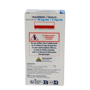 Travoprost/timolol Biogaran 40 Microgrammes/ml + 5 Mg/ml, Collyre En Solution