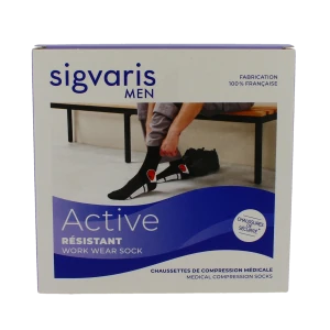 Sigvaris Active Résistant Chaussette Classe 2 Homme Noir/rouge Long L