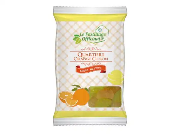 Le Pastillage Officinal Sans Sucre Pastille Quartier Orange Citron Sachet/80g
