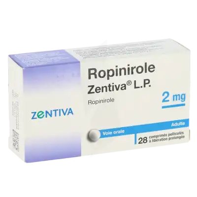 Ropinirole Zentiva Lp 2 Mg, Comprimé Pelliculé à Libération Prolongée à CHENÔVE