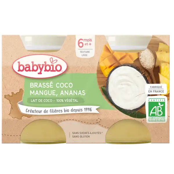 Babybio Brassé Végétal Lait De Coco Mangue Ananas 2pots/130g