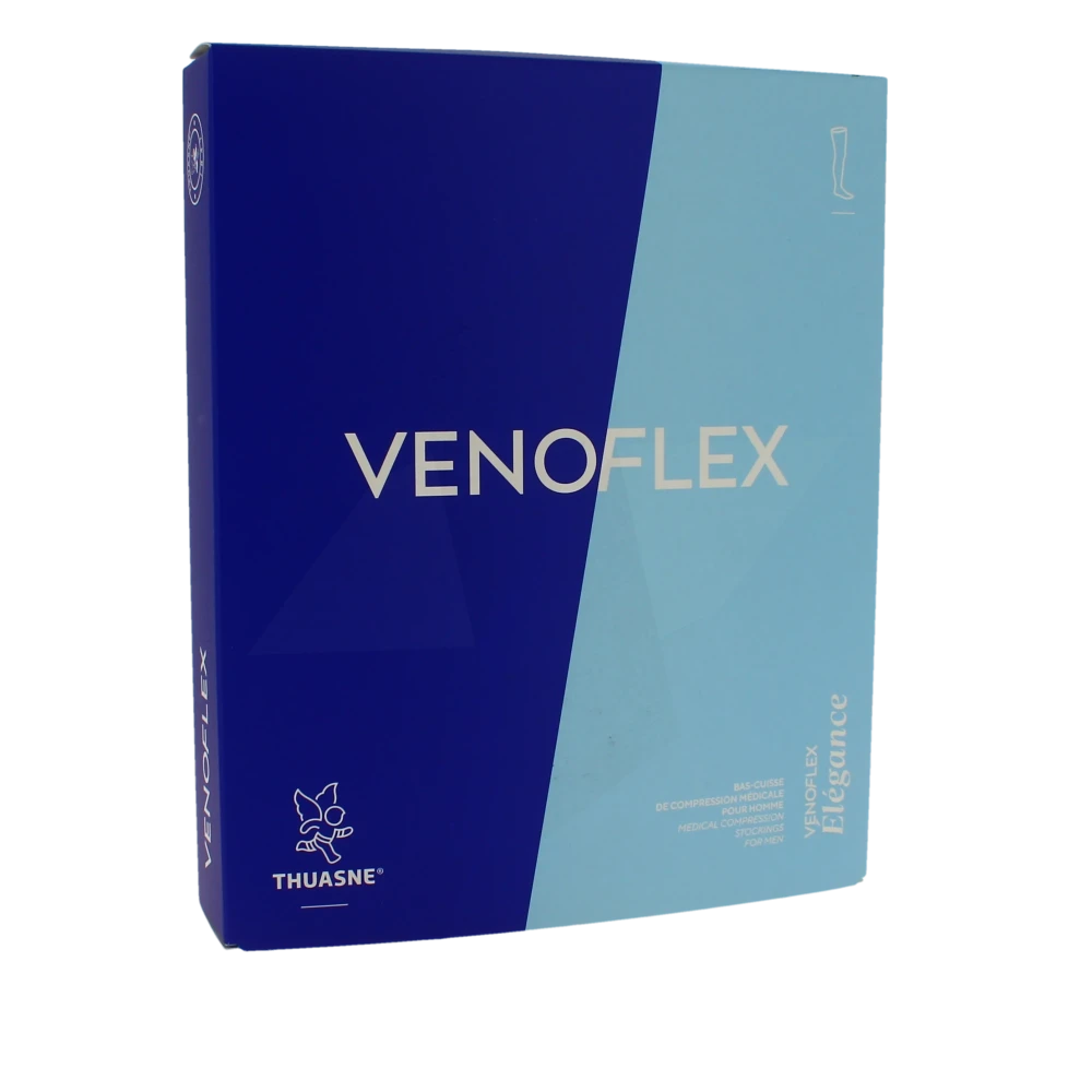 Thuasne Venoflex Elegance 2 Bas Cuisse Antiglisse Maille Côtelée Homme Beige T2n
