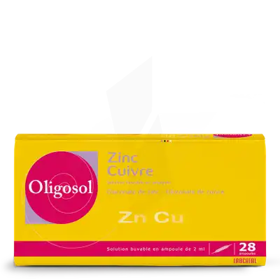 Oligosol Zinc Cuivre Solution Buvable 28 Ampoules/2ml à OULLINS