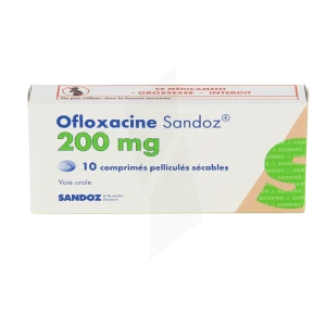 Ofloxacine Sandoz 200 Mg, Comprimé Pelliculé Sécable