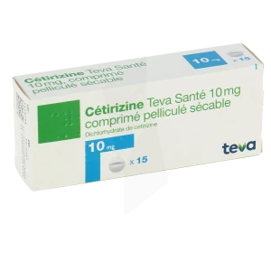Cetirizine Teva Sante 10 Mg, Comprimé Pelliculé Sécable
