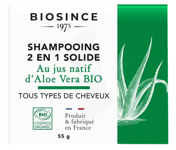 Biosince 1975 Shampooing 2 En 1 Solide Aloé Vera Bio 55g