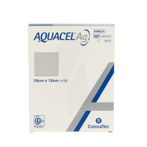 Aquacel Ag Compr Hydrofiber Stérile Cmc Ions Argent 10x12cm B/16