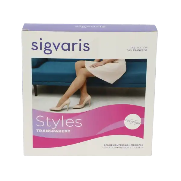 Sigvaris Styles Transparent Bas Auto-fixants  Femme Classe 2 Beige 120 Large Normal