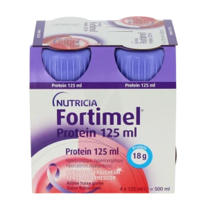 Fortimel Protein Sensation Fraîcheur Nutriment Fraise Givrée 4 Bouteilles/125ml