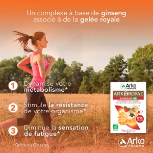 Arkoroyal Dynergie Bio Ginseng Gelée Royale Propolis Solution Buvable 20 Ampoules/10ml