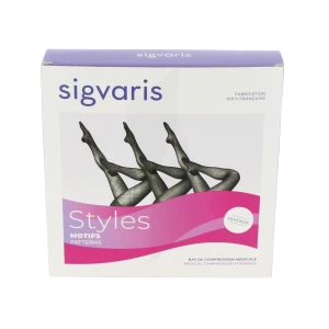 Sigvaris Styles Motifs Mosaïque Collant Classe 2 Femme Noir Long S