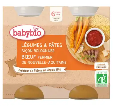 Babybio Pot Légumes Pâtes Bolognaise Boeuf