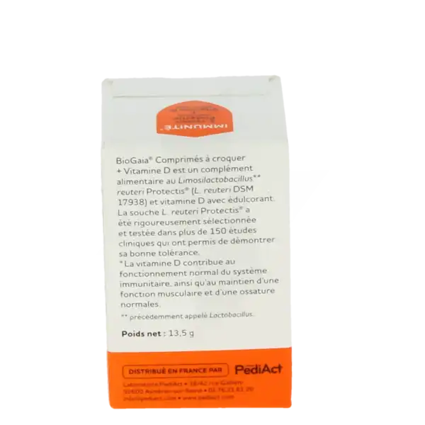 Biogaia Lactobacillus Reuteri Protectis + Vitamine D 800 Ui Cpr À Croquer Orange B/30