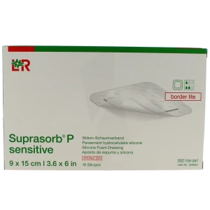 Suprasorb P Sensitive Border Lite Pansement Hydrocellulaire Siliconé Stérile Extra Mince Avec Bord Auto-fixant 9x15cm B/10