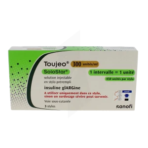 Toujeo 300 Unités/ml Solostar, Solution Injectable En Stylo Prérempli