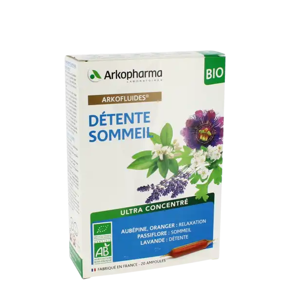 Arkofluide Bio Ultraextract Solution Buvable Détente Sommeil 20 Ampoules/10ml