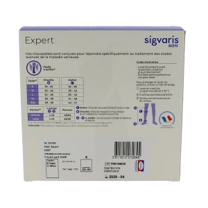 Sigvaris Expert Chaussette Classe 3 Homme Noir Normal Xl
