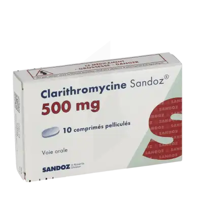 Clarithromycine Sandoz 500 Mg, Comprimé Pelliculé à Paris