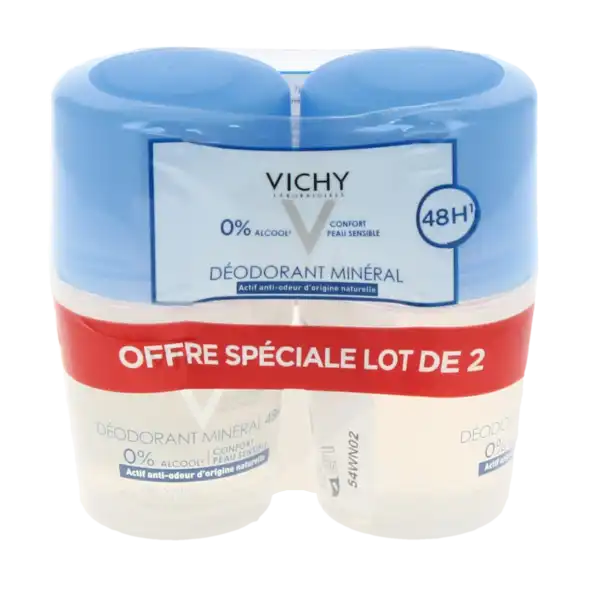 Vichy Déodorant Minéral Déodorant Minéral 48h Actif Anti-odeur D'origine Naturelle 2roll-on/50ml