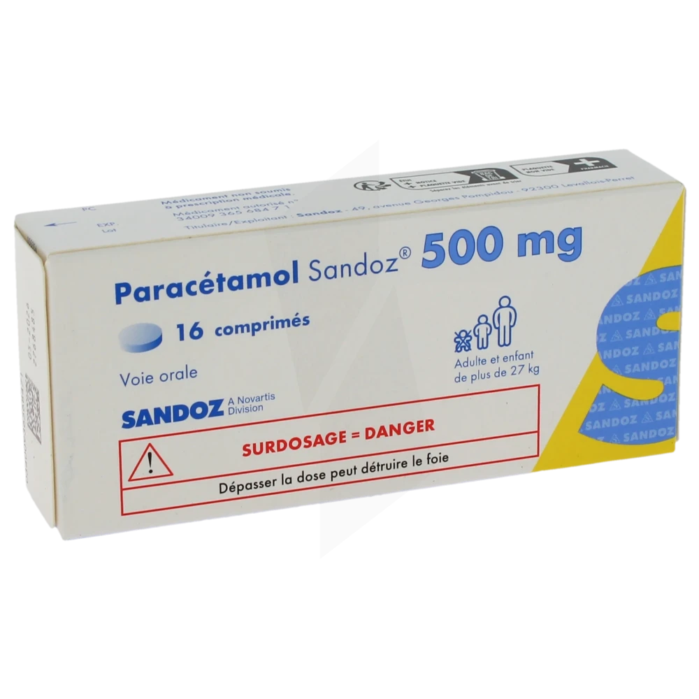 Paracetamol Sandoz 500 Mg, Comprimé