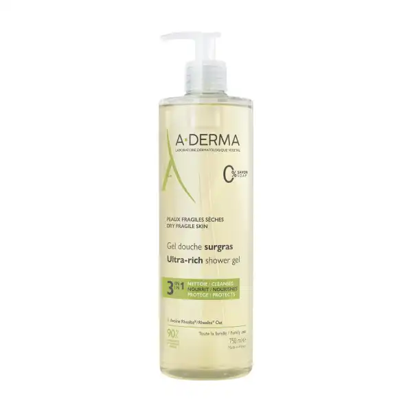 Aderma Gel Douche Surgras Visage Et Corps Fl Pompe/750ml