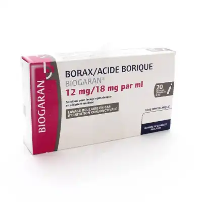 Borax/acide Borique Biogaran 12 Mg/18 Mg/ml, Solution Pour Lavage Ophtalmique En Récipient Unidose à Ris-Orangis