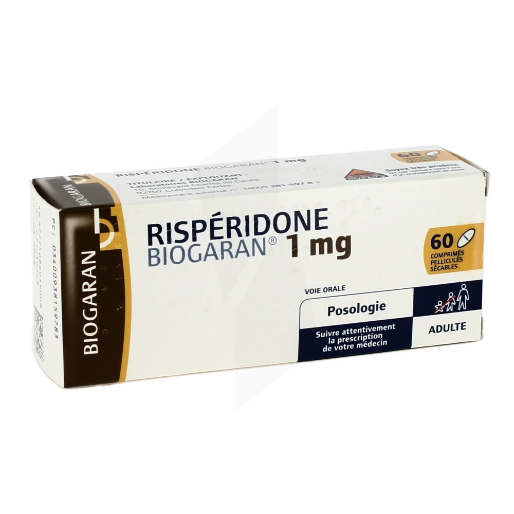 Risperidone Biogaran 1 Mg, Comprimé Pelliculé Sécable