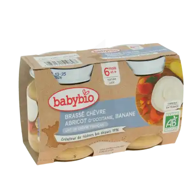Babybio Alimentation Infantile Brassé Lait De Chèvre Abricot Banane 2pots/130g à Angers