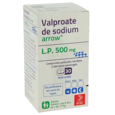 VALPROATE DE SODIUM ARROW L.P. 500 mg, comprimé pelliculé sécable à libération prolongée