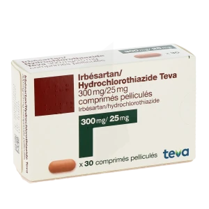 Irbesartan Hydrochlorothiazide Teva 300 Mg/25 Mg, Comprimé Pelliculé
