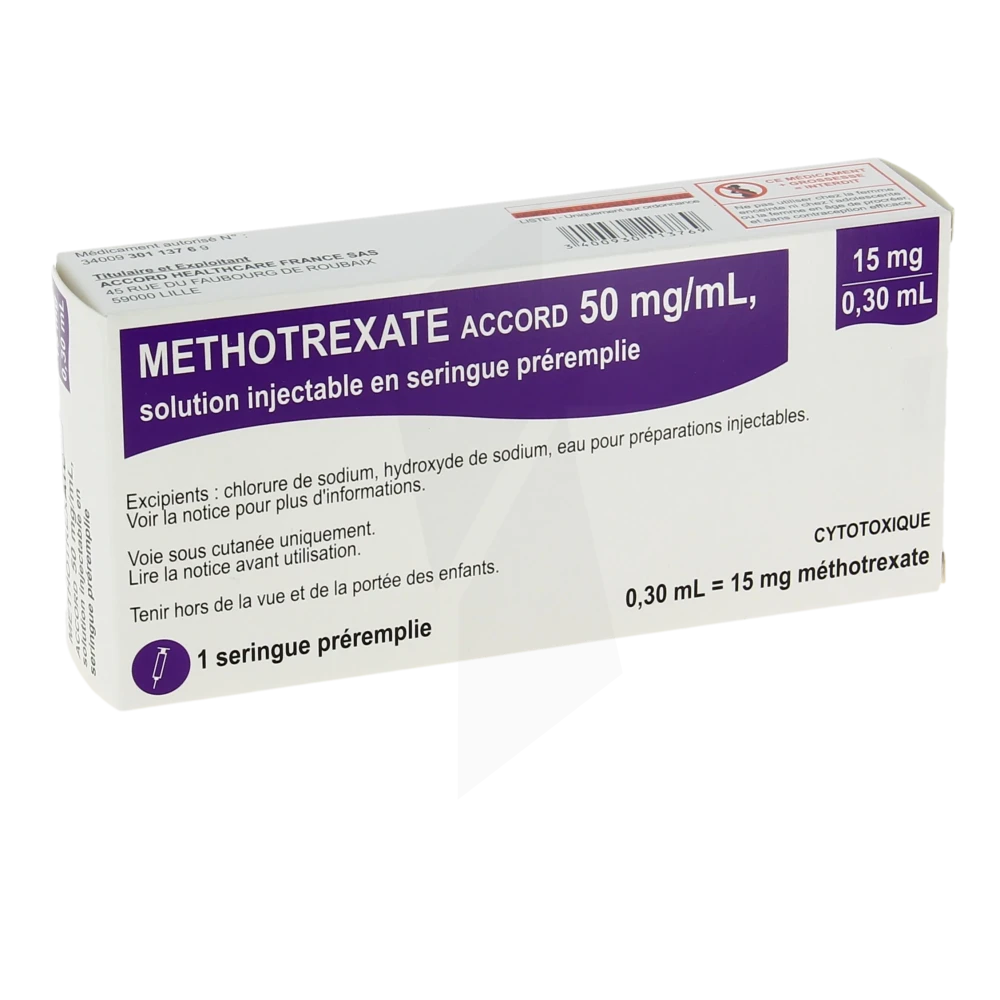 Methotrexate Accord 50 Mg/ml, Solution Injectable En Seringue Préremplie