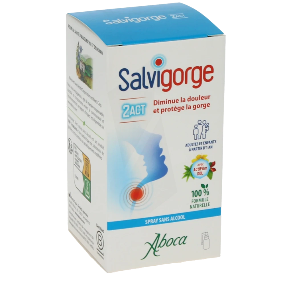 Aboca Salvigorge 2act Spray Sans Alcool Fl/30ml