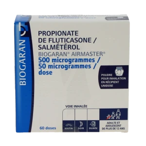 Propionate De Fluticasone/salmeterol Biogaran Airmaster 500 Microgrammes/ 50 Microgrammes/dose, Poudre Pour Inhalation En Récipient Uni