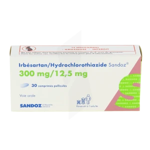 Irbesartan/hydrochlorothiazide Sandoz 300 Mg/12,5 Mg, Comprimé Pelliculé