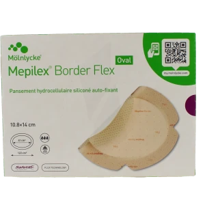 Mepilex Border Flex Oval Pans Hydrocellulaire Adhésif Stérile Siliconé 10.8x14cm B/16
