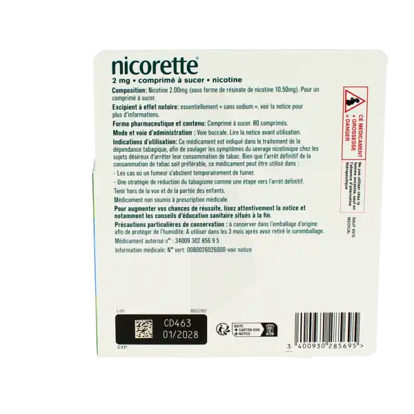 Nicorette 2 Mg, Comprimé à Sucer