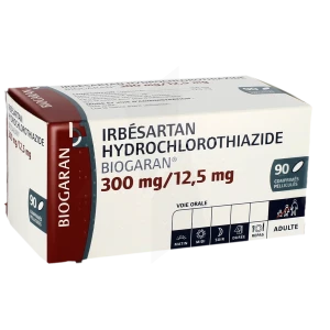 Irbesartan/hydrochlorothiazide Biogaran 300 Mg/12,5 Mg, Comprimé Pelliculé